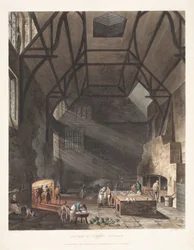 "Kitchen of Trinity College", Cambridge, início do século XIX.