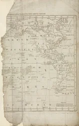 Mapa das viagens de Cook, c 1780