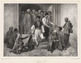 Tatars saindo da mesquita, Baghtcheh-Sarai, Crimeia