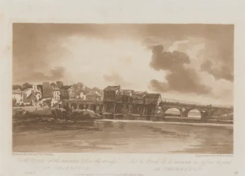Nas margens do Marne abaixo da ponte em Charenton 1803; Placa 19 de Views em Paris, o traçado do volume Emanuel da placa B1981.25.2628