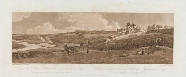 Vista do Palácio Terraço em St. Germain en Laye; O Aqueduto de Marli visto à distância 1803; Placa 16 de Views em Paris, o traçado do volume Emanuel da placa, B1981.25.2625