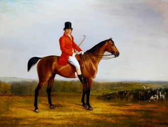 Isaac Sadler montado num caçador de louro (óleo sobre tela)