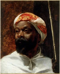 "Retrato de um homem árabe" Pintura de Richard Beavis (1824-1896) Coleção particular