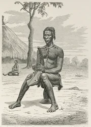 A Harpa Jogador do Azandeh ou Nyam-Nyams, de "A História da Humanidade" pelo Prof. Friedrich Ratzel, pub. em 1904