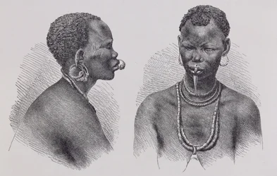 Moru mulher com ornamento labial, de &39;The History of Mankind&39;, vol. III, pelo Prof. Friedrich Ratzel, 1898