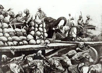Batalha de Plassey, 23 de Junho de 1757 (litho)