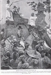 Tropas britânicas entrando em Cingapura, 1824, ilustração da &39;Hutchinson&39;s Story of the British Nation&39;