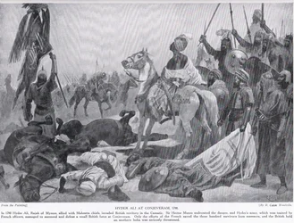 Hyder Ali no Conjeveram em 1780, ilustração da Hutchinsons História das Nações