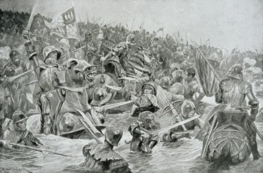 A batalha de Towton em 1461, ilustração da Hutchinsons &39;História da nação britânica&39;