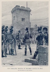 Milícia de perfuração de Pitt no castelo de Walmer em 1803