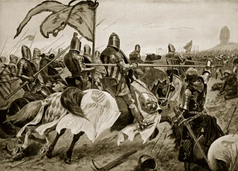 A Batalha de Crecy, 26 de agosto de 1346, ilustração da "Hutchinson&39;s Story ofthe British Nation", c.1923