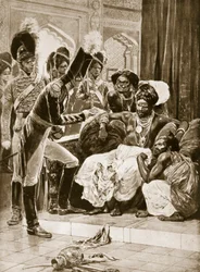Os britânicos no Ceilão, ilustração da "História da nação britânica" de Hutchinson, c.1923
