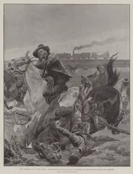 O Hemming-In dos Boers, um trem blindado frustrando uma tentativa de Burghers para atravessar a ferrovia