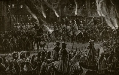 The Marching Watch, ilustração da "História da Nação Britânica" de Hutchinson, c.1923