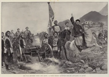 A guerra entre a China e o Japão, a artilharia europeia de Li Hung Chang em ação