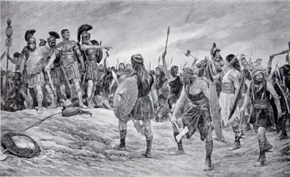 Vespasiano resgatado por seu filho Tito, ilustração da &39;Hutchinson&39;s Story of the Nation&39;