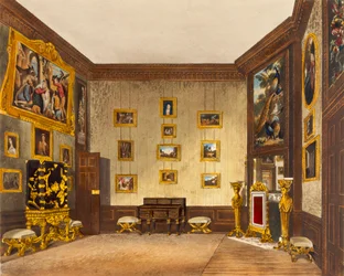 Escrita Escrita do Rei, Hampton Court, de "A História das Residências Reais", gravada por Richard Reeve (n.1780), de William Henry Pyne (1769-1843), 1819