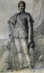 Charles, 4º Conde de Harrington (chumbo preto tingido com aguarela)