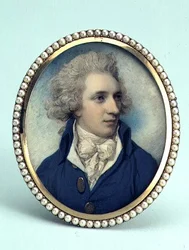 Retrato de John Swinburne (aguarela e guache em marfim) em marfim