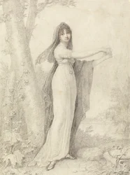 Retrato de uma Senhora de pé perto de um lago