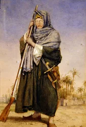 Retrato de Sir Thomas Phillips em traje árabe (aguarela sobre papel)