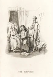 O esqueleto da Morte e o médico charlatão. ,1827 (gravura)