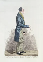Visualizar no Lloyds depois de uma noite tempestuosa, 1824 (gravura colorida)