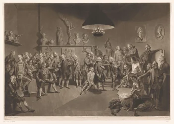 Membros da Royal Academy em um interior com um modelo masculino nu, 1768