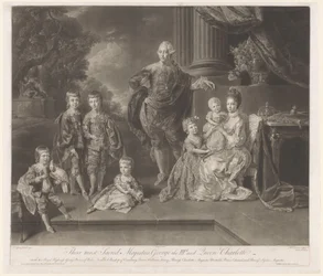Retrato de George III, rei do Reino Unido, e sua família Suas majestades mais sagradas George IIId e Queen Charlotte (título no objeto)