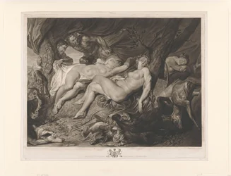 Diana adormecida e as suas ninfas espiadas por sátiros