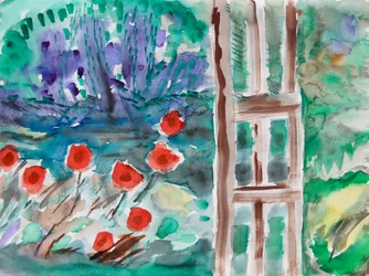 Flores vermelhas na primavera, 2021 (aquarela sobre papel)