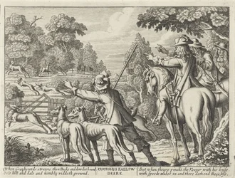 Porta de Herten nagejaagd jachthonden
Coursing Fallow Deere (título sobre o objecto)
Jachtpartijen (título da série)
Severall Wayes of Hunting, Hawking, and Fishing, De acordo com o English Manner (título da série)
