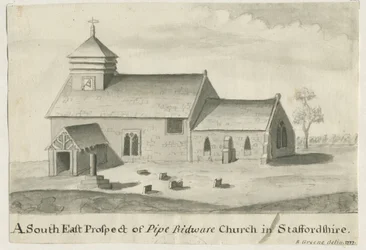 Igreja Pipe Ridware: pintura sépia, 1777