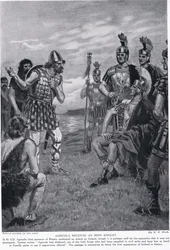 Agricola recebe um Kinglet irlandês, ilustração da "História das Nações de Hutchinson", c.1910