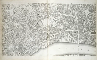 Placa de "Plano das cidades de Londres e Westminster, o distrito de Southwark e partes adjacentes", c.1792-1799