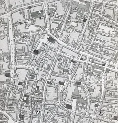 Mapa das ruas de Londres perto de Guildhall, c.1795 (impressão)
