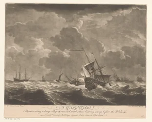 Navios da Marinha em ondas altas
A Hard Gale (título sobre o objecto)