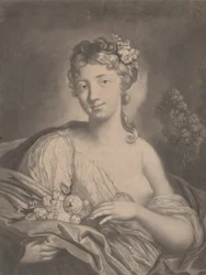 Primavera: uma jovem segurando flores em seu manto, 1775.