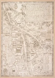 Mapa de Cambridge, de Caius &39;Historia Cantabrigensis Academia&39;, 1574