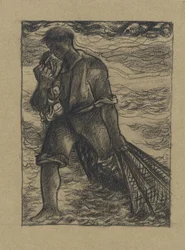 Pescador com rede