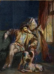 Francisco I e Margarita de Navarra - François I Rei de França com sua irmã Marguerite de Angoulema (1492-1549) Rainha de Navarra - gravura de Richard Parkes Bonington (1802-1828) -