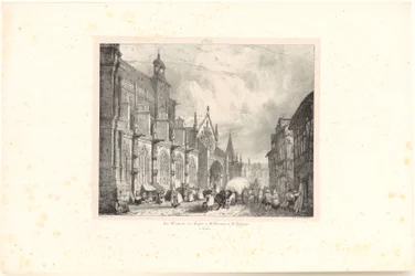 Vista da igreja de Saint-Gervais-et-Saint-Protais em Gisors, prancha da série «Voyages pittoresques et romantiques dans l