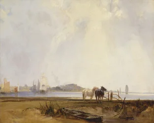 Paisagem perto de Quilleboeuf, França, c.1824-25 (óleo sobre tela)