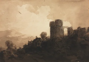 Paisagem com ruína do castelo.