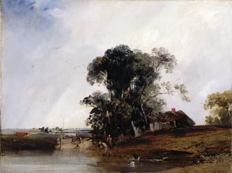 Paisagem com um lago, c.1825-26 (óleo sobre tela)