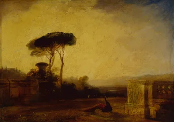 Vista do terreno de uma vila perto de Florença (óleo sobre tela)