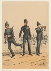 Três soldados britânicos Nove representações de uniformes militares britânicos (título da série)