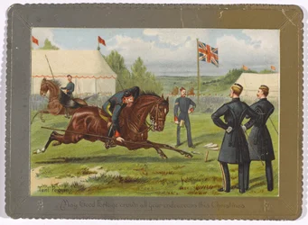 Tent Pegging May Good Fortune coroar todos os seus empreendimentos neste Natal , 1890 por volta de
