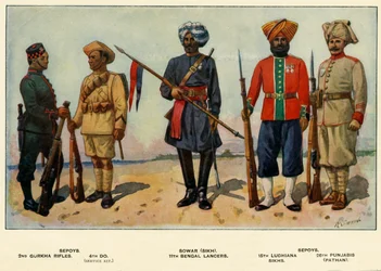 Tipos do exército indiano, 1919.