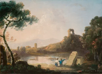 Lago de Averno com um sarcófago (óleo sobre tela)